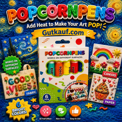 💥KAUF 2, ERHALTE 1 GRATIS + 50 % RABATT!🥳Magische Popcorn-Stifte mit Blaseneffekt, wärmeaktivierte Popcorn-Stifte, DIY-3D-Kunstmarker für Kinderbastelprojekte