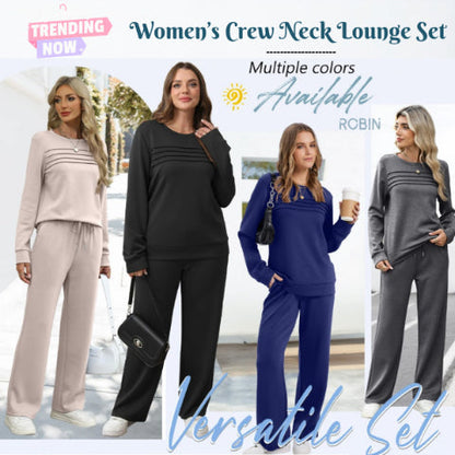 🔥LETZTER TAG 50% RABATT✨Damen-Set aus Rundhals-Oberteil und Hose mit Kordelzug