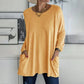 👚50% Rabatt ✨Langärmeliges Baumwoll-T-Shirt mit Tasche
