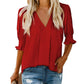 🔥Heißer Verkauf - 50% Rabatt💜Festes Damen-Shirt mit Puffärmel und V-Ausschnitt