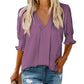 🔥Heißer Verkauf - 50% Rabatt💜Festes Damen-Shirt mit Puffärmel und V-Ausschnitt