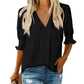 🔥Heißer Verkauf - 50% Rabatt💜Festes Damen-Shirt mit Puffärmel und V-Ausschnitt