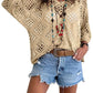 🥰50 % Rabatt💛Beiges Häkeloberteil für Damen im Boho-Stil mit V-Ausschnitt