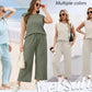 💕50% RABATT🌺2025 Neue Frauen Casual Cap Sleeve Top Wide Leg Crop Pants Zweiteilige Sets