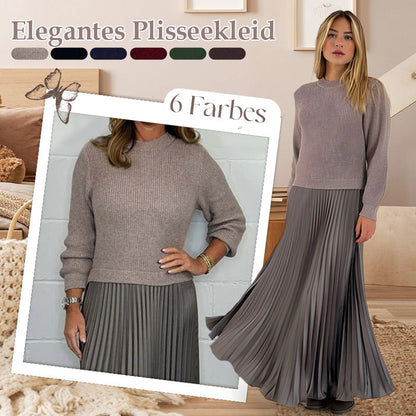 ⚡ Heute halber Preis! 💥Elegante und stilvolle Faltenkleider mit Rundhalsausschnitt für Damen
