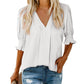 🔥Heißer Verkauf - 50% Rabatt💜Festes Damen-Shirt mit Puffärmel und V-Ausschnitt