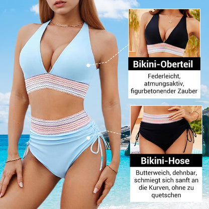 🩵HEISSER VERKAUF 60% RABATT🩵👙Patchwork-Bikini mit V-Ausschnitt, 2-teiliges Set