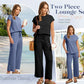 💕50% RABATT🌺2025 Neue Frauen Casual Cap Sleeve Top Wide Leg Crop Pants Zweiteilige Sets