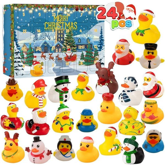 🎅24 Stück Countdown-Adventskalender mit Weihnachts-Gummienten