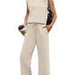 💕50% RABATT🌺2025 Neue Frauen Casual Cap Sleeve Top Wide Leg Crop Pants Zweiteilige Sets