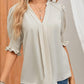 🔥Heißer Verkauf - 50% Rabatt💜Festes Damen-Shirt mit Puffärmel und V-Ausschnitt