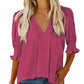 🔥Heißer Verkauf - 50% Rabatt💜Festes Damen-Shirt mit Puffärmel und V-Ausschnitt