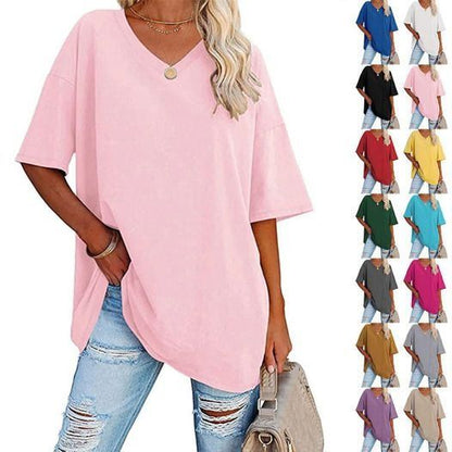🌷Sommer-Schnäppchen 2025💜Damen-T-Shirt mit V-Ausschnitt