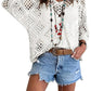 🥰50 % Rabatt💛Beiges Häkeloberteil für Damen im Boho-Stil mit V-Ausschnitt