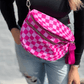 🎁Limitierter Rabatt🔥Schwarz-weiß kariertes Nylon-Bauchtasche