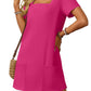 🌷 LETZTER TAG IM ANGEBOT: 49% RABATT!! 🏝️ Frauen Casual Kleid mit quadratischem Ausschnitt und kurzen Ärmeln, inklusive Taschen.