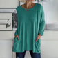 👚50% Rabatt ✨Langärmeliges Baumwoll-T-Shirt mit Tasche