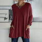 👚50% Rabatt ✨Langärmeliges Baumwoll-T-Shirt mit Tasche