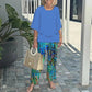 🥰50% RABATT🏆Damen-Print-Hose mit Rundhals-Top-Set
