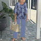 🥰50% RABATT🏆Damen-Print-Hose mit Rundhals-Top-Set