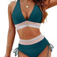 🩵HEISSER VERKAUF 60% RABATT🩵👙Patchwork-Bikini mit V-Ausschnitt, 2-teiliges Set