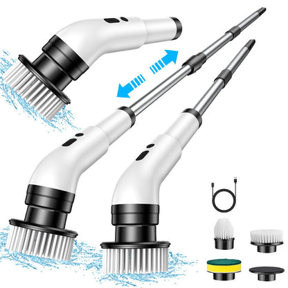 🏆Elektrische Scheuersaugmaschine mit 7 Bürstenköpfen-Kabelloser Bodenreiniger mit verstellbarem Griff, USB aufladbar