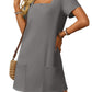 🌷 LETZTER TAG IM ANGEBOT: 49% RABATT!! 🏝️ Frauen Casual Kleid mit quadratischem Ausschnitt und kurzen Ärmeln, inklusive Taschen.