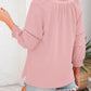 👚Lässige Damen-T-Shirts mit 3/4-Lantern-Ärmeln und V-Ausschnitt; plissierte, locker sitzende Bluse mit Aussparungen