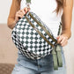 🎁Limitierter Rabatt🔥Schwarz-weiß kariertes Nylon-Bauchtasche
