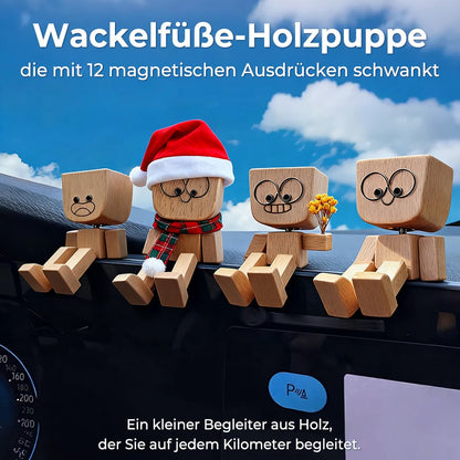 🤩Charmante kleine Holzfigur, die mit 12 magnetischen Ausdrücken schwankt