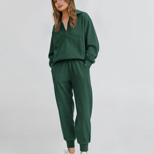 🌟Damen 2-teilige Sweatshirts SetLangarm Half Zip Pullover Sweatshirt