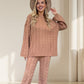 🎉Weihnachten Heißer Verkauf🔥Solides Set aus strukturiertem Pullover und Hose mit Rundhalsausschnitt und Twist