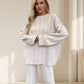 🎉Weihnachten Heißer Verkauf🔥Solides Set aus strukturiertem Pullover und Hose mit Rundhalsausschnitt und Twist