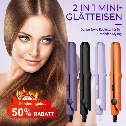 🔥2-in-1 Mini-Lockenstab & Glätteisen Haarglätter