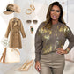 🏆Pullover mit goldenem Metallic-Druck und Rundhalsausschnitt