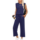 💕50% RABATT🌺2025 Neue Frauen Casual Cap Sleeve Top Wide Leg Crop Pants Zweiteilige Sets