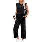 💕50% RABATT🌺2025 Neue Frauen Casual Cap Sleeve Top Wide Leg Crop Pants Zweiteilige Sets