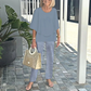 🥰50% RABATT🏆Damen-Print-Hose mit Rundhals-Top-Set