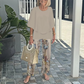 🥰50% RABATT🏆Damen-Print-Hose mit Rundhals-Top-Set