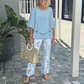 🥰50% RABATT🏆Damen-Print-Hose mit Rundhals-Top-Set