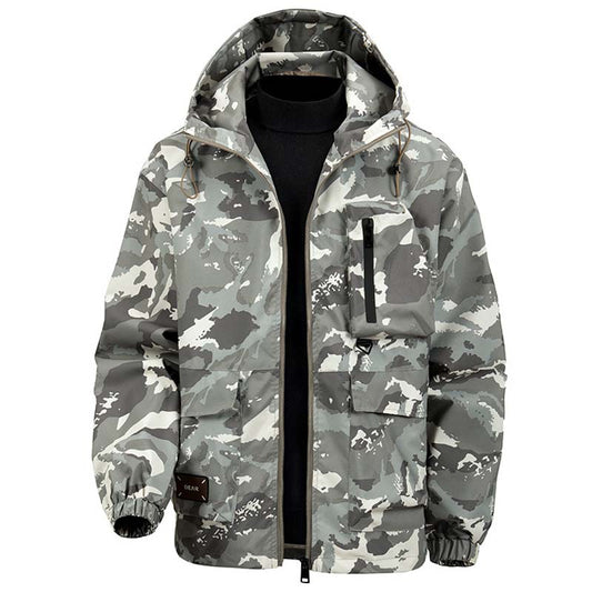 Herren-Kapuzenjacke mit Camouflage-Muster und mehreren Taschen