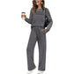 🔥LETZTER TAG 50% RABATT✨Damen-Set aus Rundhals-Oberteil und Hose mit Kordelzug