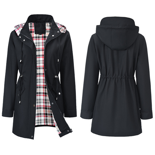 🔥 50% RABATT! 🌧️ Damen Kapuzen-Trenchcoat – Wasserdichter Langer Mantel | Winddicht & Leicht | Eleganter Casual-Look für Herbst & Übergangszeit