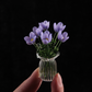 Set mit Miniatur-Blumenfiguren aus farbigem Glas