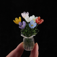 Set mit Miniatur-Blumenfiguren aus farbigem Glas
