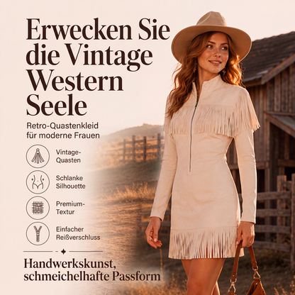 Damen Western-Kleid aus Kunstwildleder mit Fransen