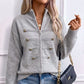 Lässige Damen-Strickjacke mit doppeltem Reißverschluss