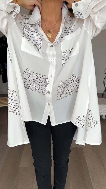🔥49% RABATT🌸Brief drucken Mode Revers Shirt